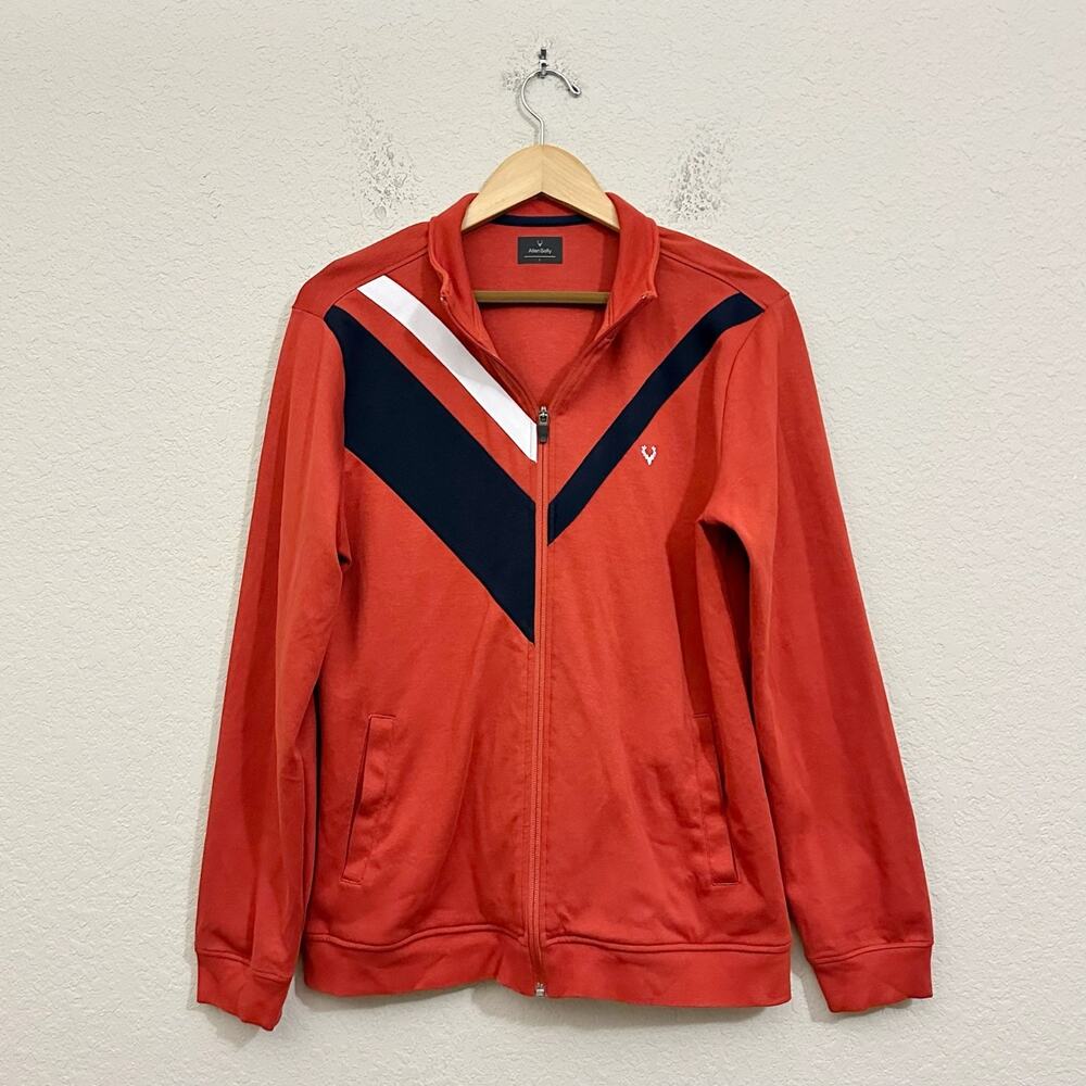 ALLEN SOLLY Track Jacket Red Colorblock Full Zip Golf Athleisure Training